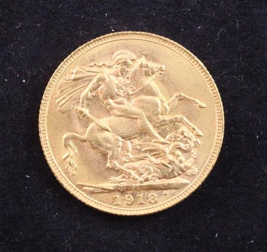 A George V 1918 gold sovereign,